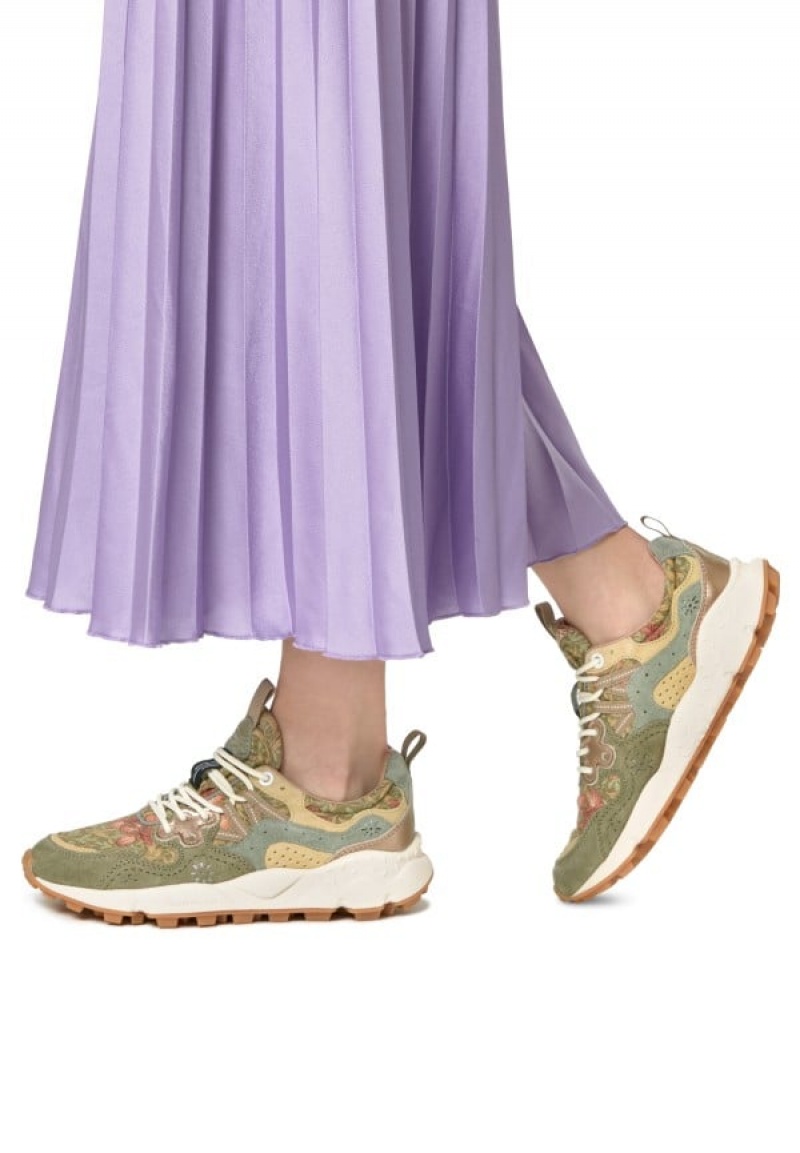 Zapatillas Flower Mountain Yamano 3 Mujer Verde Beige | FSM3636XX